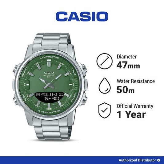 Original Casio Turquoise Dial Men Watch – Dual Display Illuminator 50M