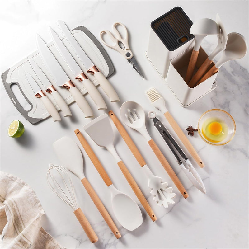 19PCS Kitchen Spoons & Knife Set – Complete Cooking Utensil Kit