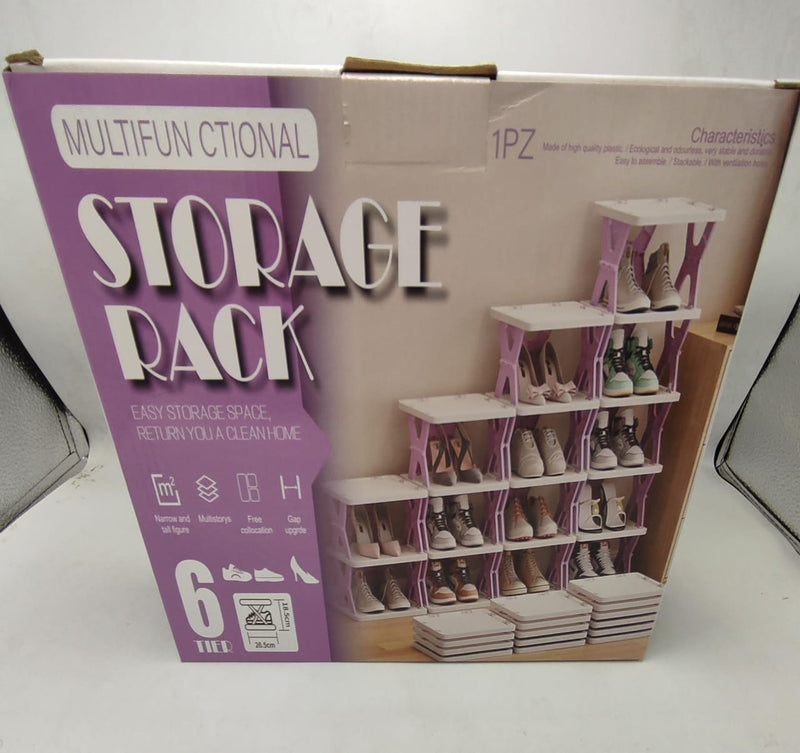 6-Tier Multifunctional Storage Rack – Stackable Shoe & Home Organizer