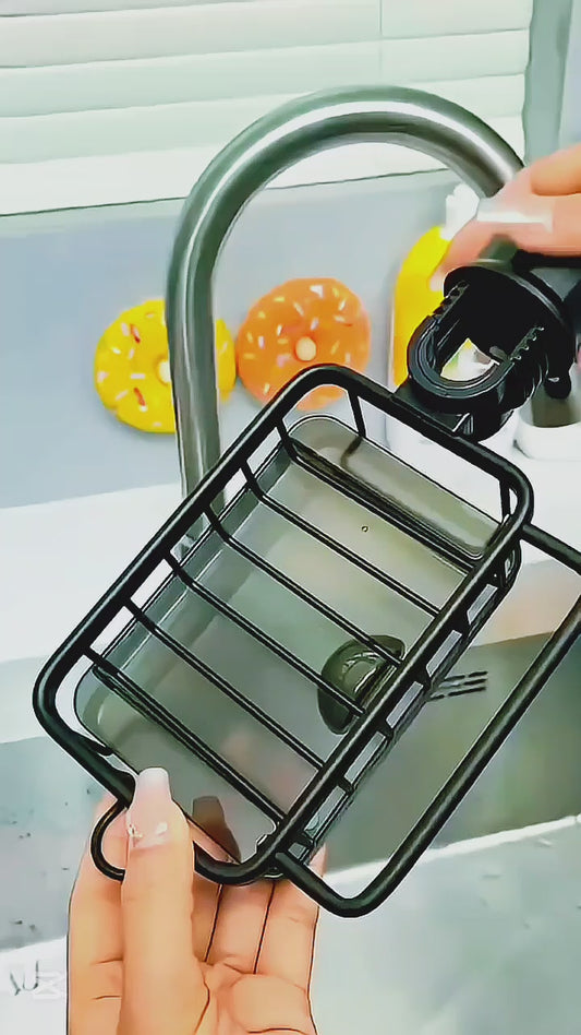 Stainless Steel Adjustable Kitchen Faucet Sponge Holder – Sink Organizer