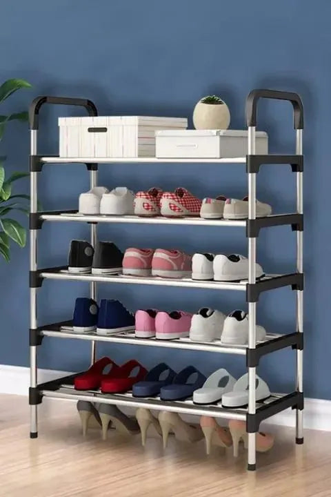 5-Tier Metal Shoe Rack – Space Saving Organizer for 19 Pairs