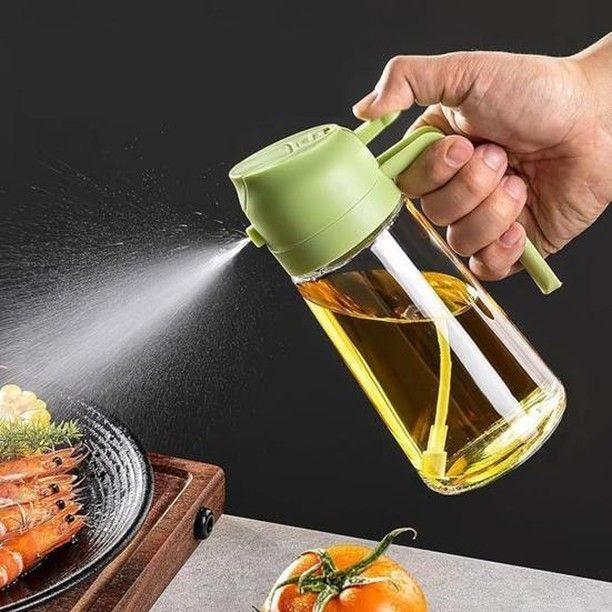 2-in-1 Oil Spray Bottle & Dispenser – 500ml Glass | Mist Nozzle
