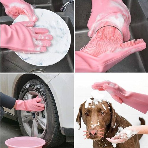 Magic Silicone Dishwashing Gloves – 2 PCS Reusable Scrubber Cleaning Gloves