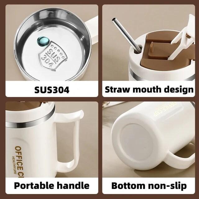 500ml Smart Insulated Travel Mug – Stainless Steel with Phone Stand Lid
