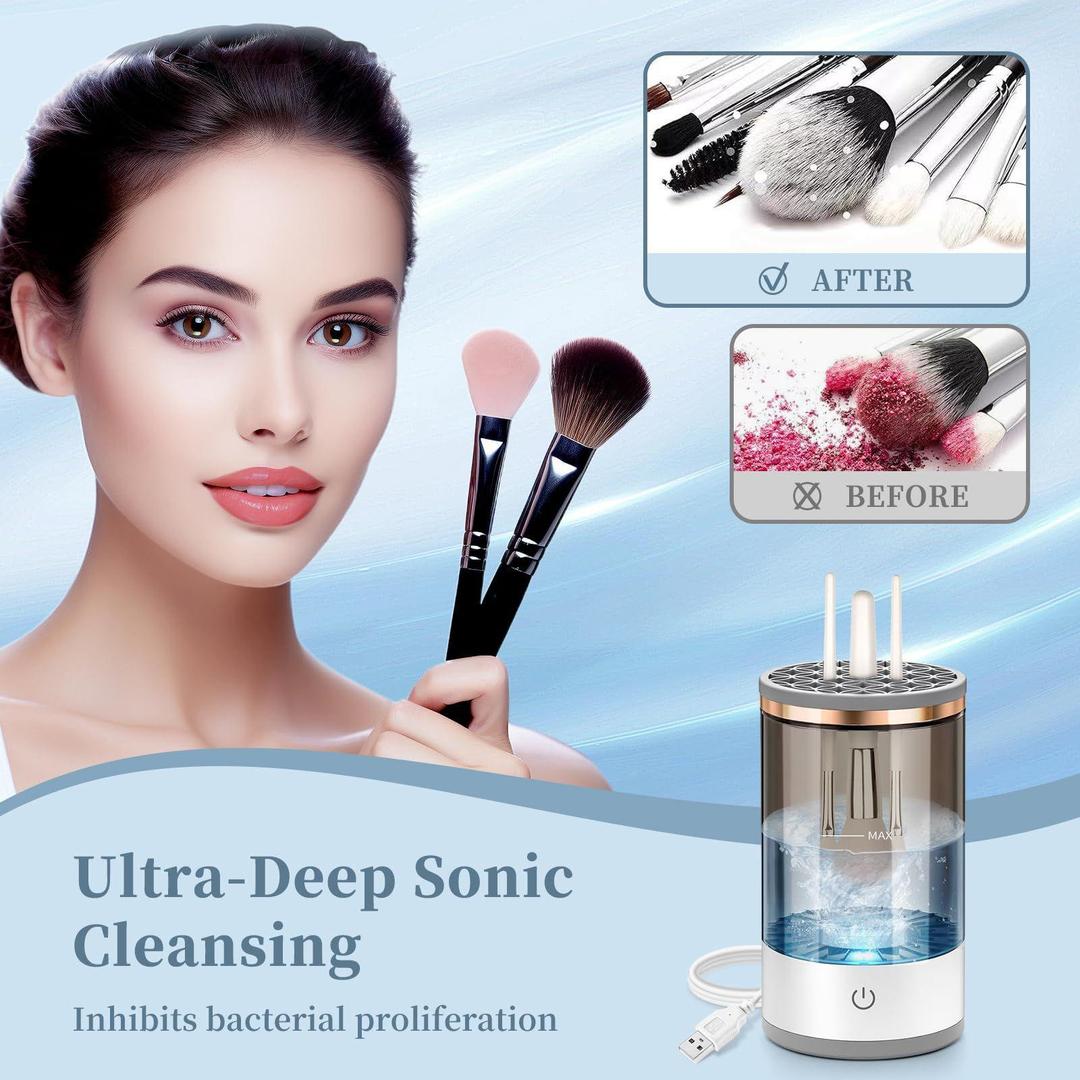 3-in-1 Electric Makeup Brush Cleaner & Dryer | Auto Spin Cleaning Machine