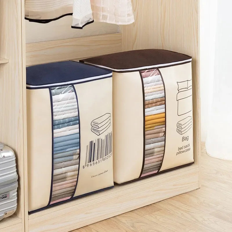 Pack of 3 Non-Woven Storage Bags – Heavy Quality Barcode Print | Clothes & Blanket Organizer