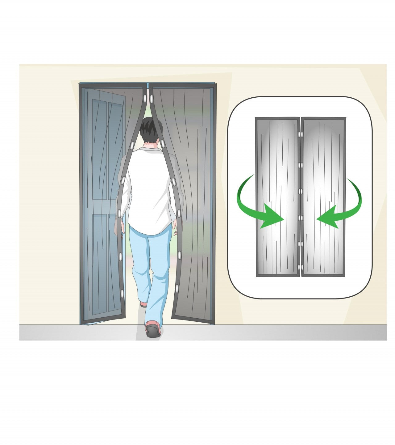 Mosquito Magic Mesh Door Screen – Magnetic Auto-Close with Installation Kit