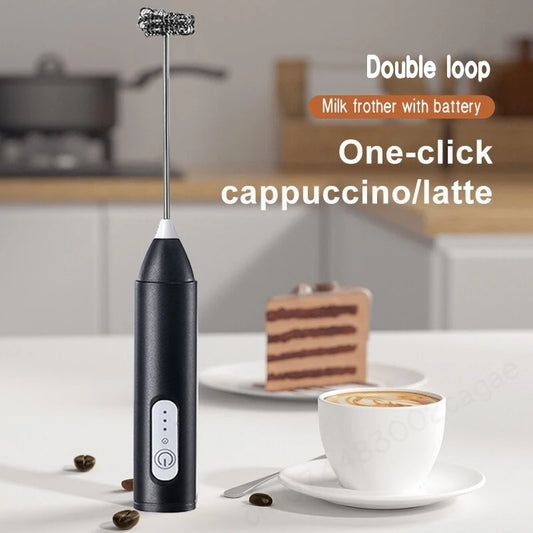 2-in-1 USB Rechargeable Milk Frother & Egg Beater – Handheld Electric Mixer