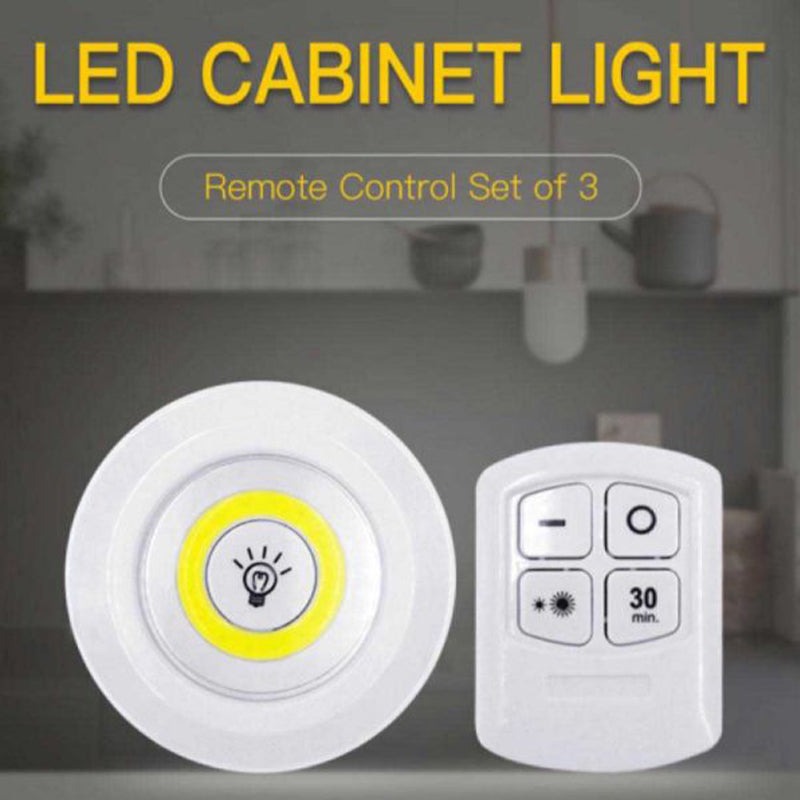 LED Cabinet Light with Remote Control – Set of 3 Wireless Tap Lights