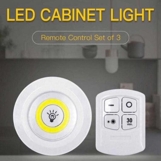 LED Cabinet Light with Remote Control – Set of 3 Wireless Tap Lights