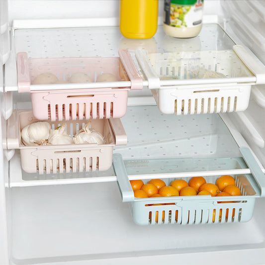 Adjustable Fridge Storage Baskets – Set of 2 Expandable Food Organizer
