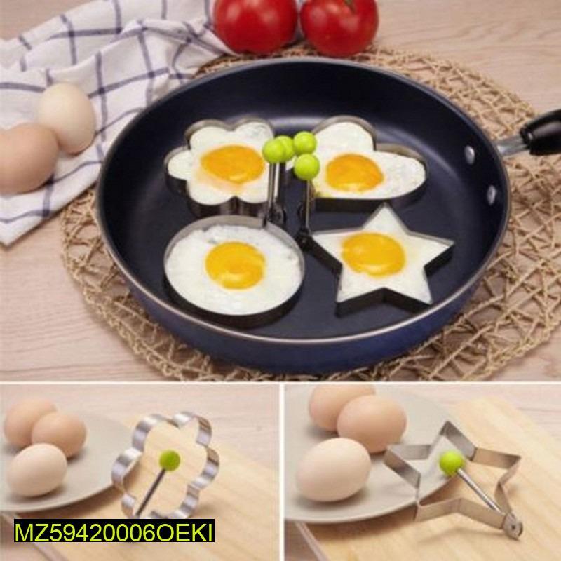 4-in-1 Stainless Steel Egg & Pancake Shaper Moulds – Heart, Star, Flower & Round