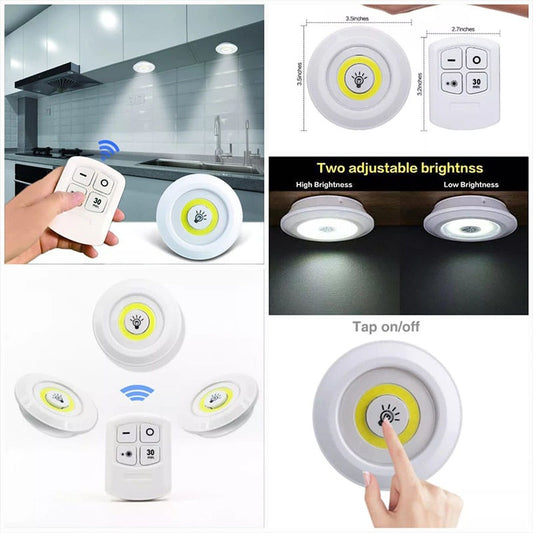 LED Cabinet Light with Remote Control – Set of 3 Wireless Tap Lights