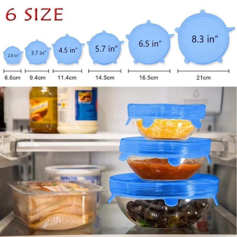 6-Piece Silicone Stretch Food Covers – Reusable Leak-Proof Lids for Bowls & Pans