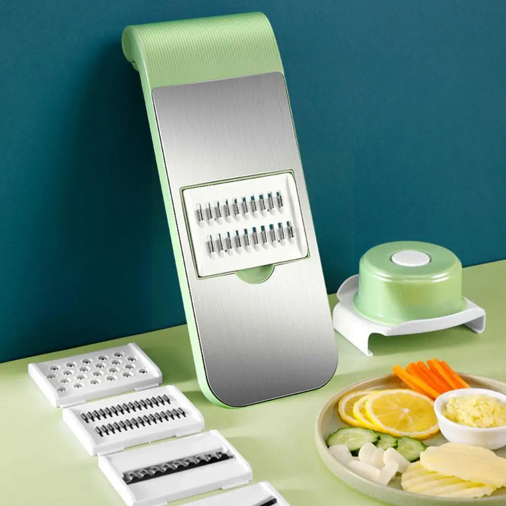 Stainless Steel Multifunctional Vegetable Cutter & Grater – Slicer, Shredder & Peeler