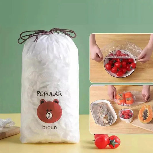 100 Pcs Stretchable Food Covers – Elastic Wrap for Bowls & Plates