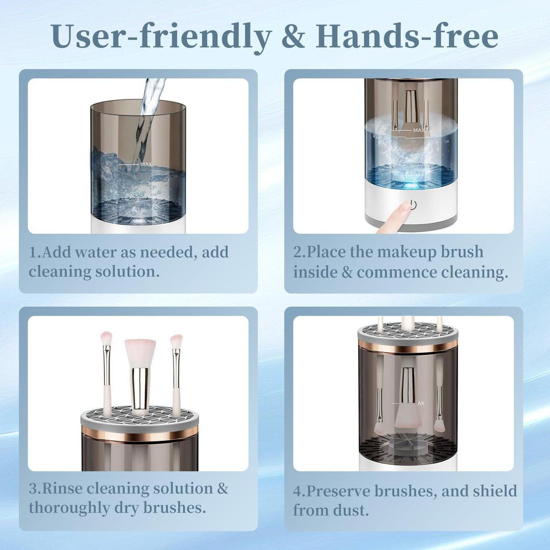 3-in-1 Electric Makeup Brush Cleaner & Dryer | Auto Spin Cleaning Machine