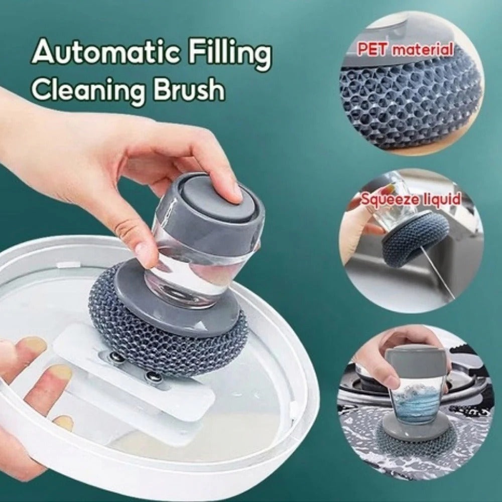 Soap Dispensing Palm Brush – Smart Kitchen Dishwashing Scrubber