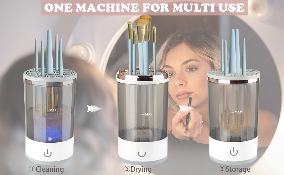 3-in-1 Electric Makeup Brush Cleaner & Dryer | Auto Spin Cleaning Machine