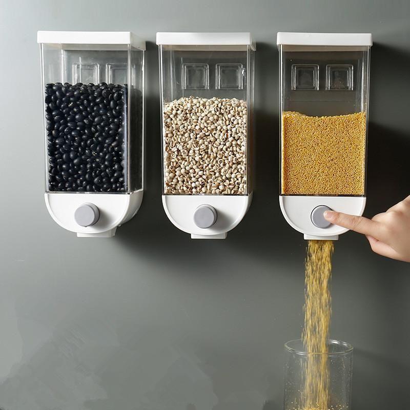 1500ml Wall-Mounted Grain Storage Box – Airtight Cereal, Rice & Dry Fruit Dispenser