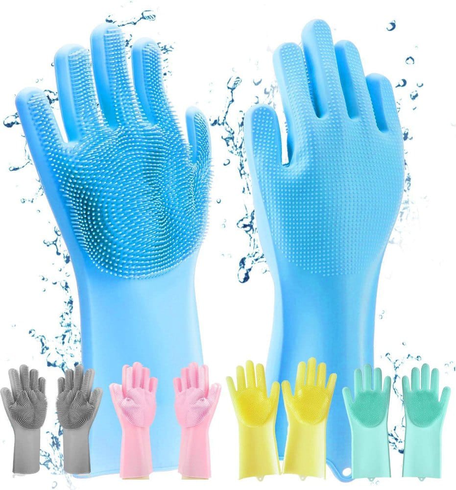 Magic Silicone Dishwashing Gloves – 2 PCS Reusable Scrubber Cleaning Gloves