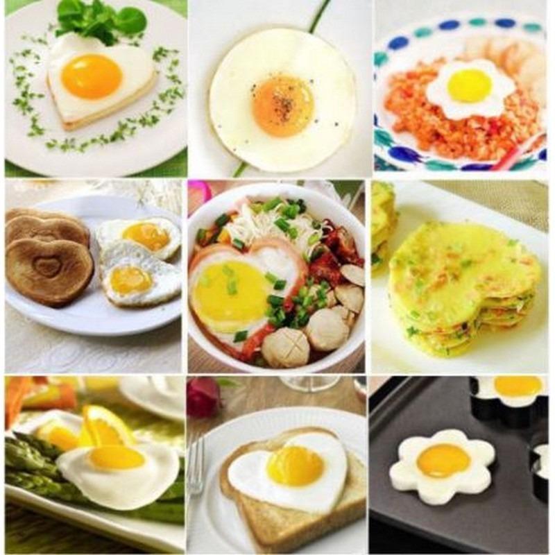 4-in-1 Stainless Steel Egg & Pancake Shaper Moulds – Heart, Star, Flower & Round