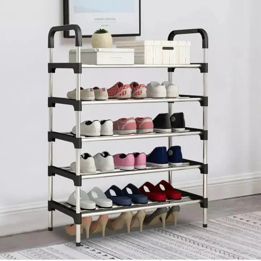 5-Tier Metal Shoe Rack – Space Saving Organizer for 19 Pairs