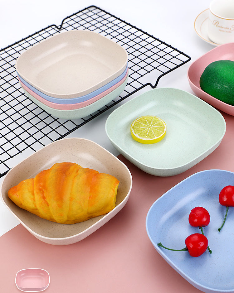 10 Pcs Plastic Bone & Snack Plate Set with Stand – Serving Plates for Home & Parties (Random Color)