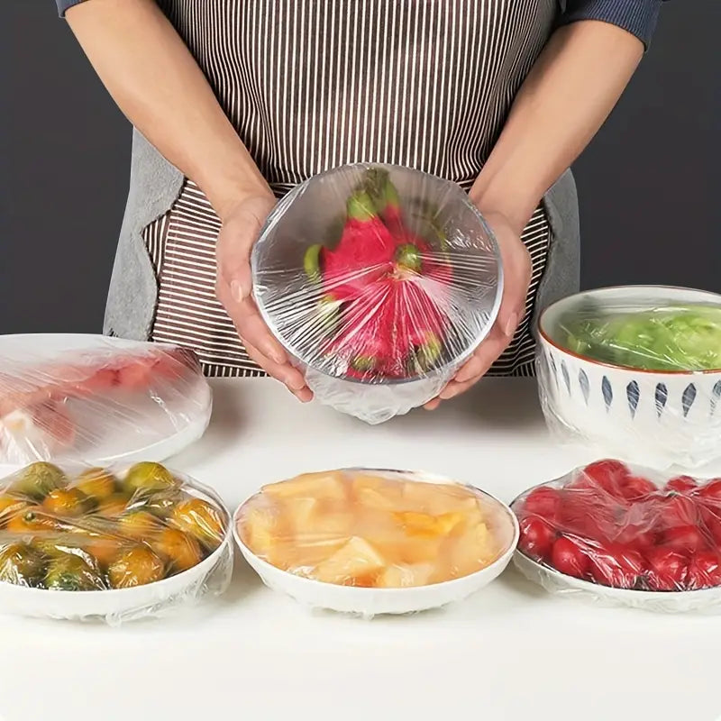 100 Pcs Stretchable Food Covers – Elastic Wrap for Bowls & Plates