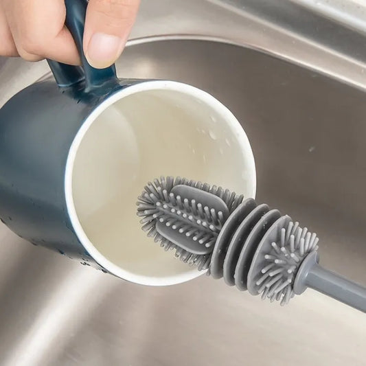 Silicone Bottle Cleaning Brush – Long Handle for Baby Bottles, Cups & Flasks (Random Color)