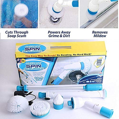 Hurricane Electric Spin Scrubber – Rechargeable Cleaning Brush with Extension Arm
