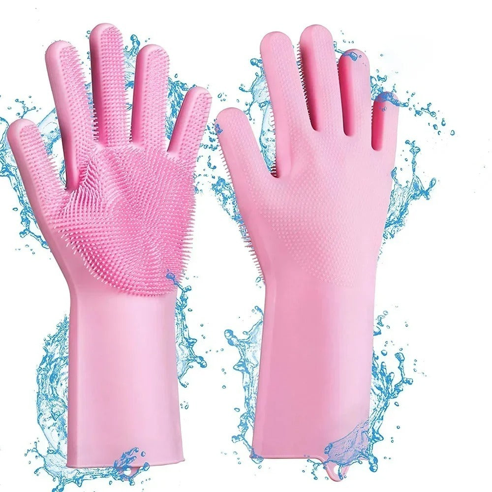 Magic Silicone Dishwashing Gloves – 2 PCS Reusable Scrubber Cleaning Gloves