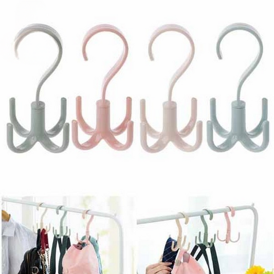 4-in-1 Rotatable Wardrobe Hooks – Hanging Bag Rack Organizer for Closet, Scarves, Belts & Shoes