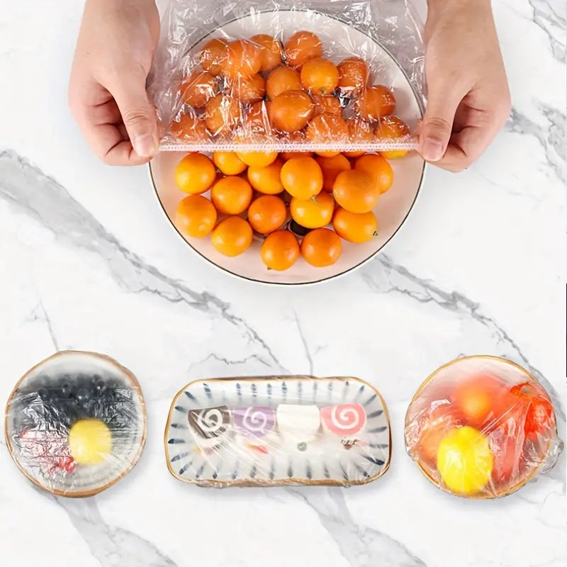100 Pcs Stretchable Food Covers – Elastic Wrap for Bowls & Plates