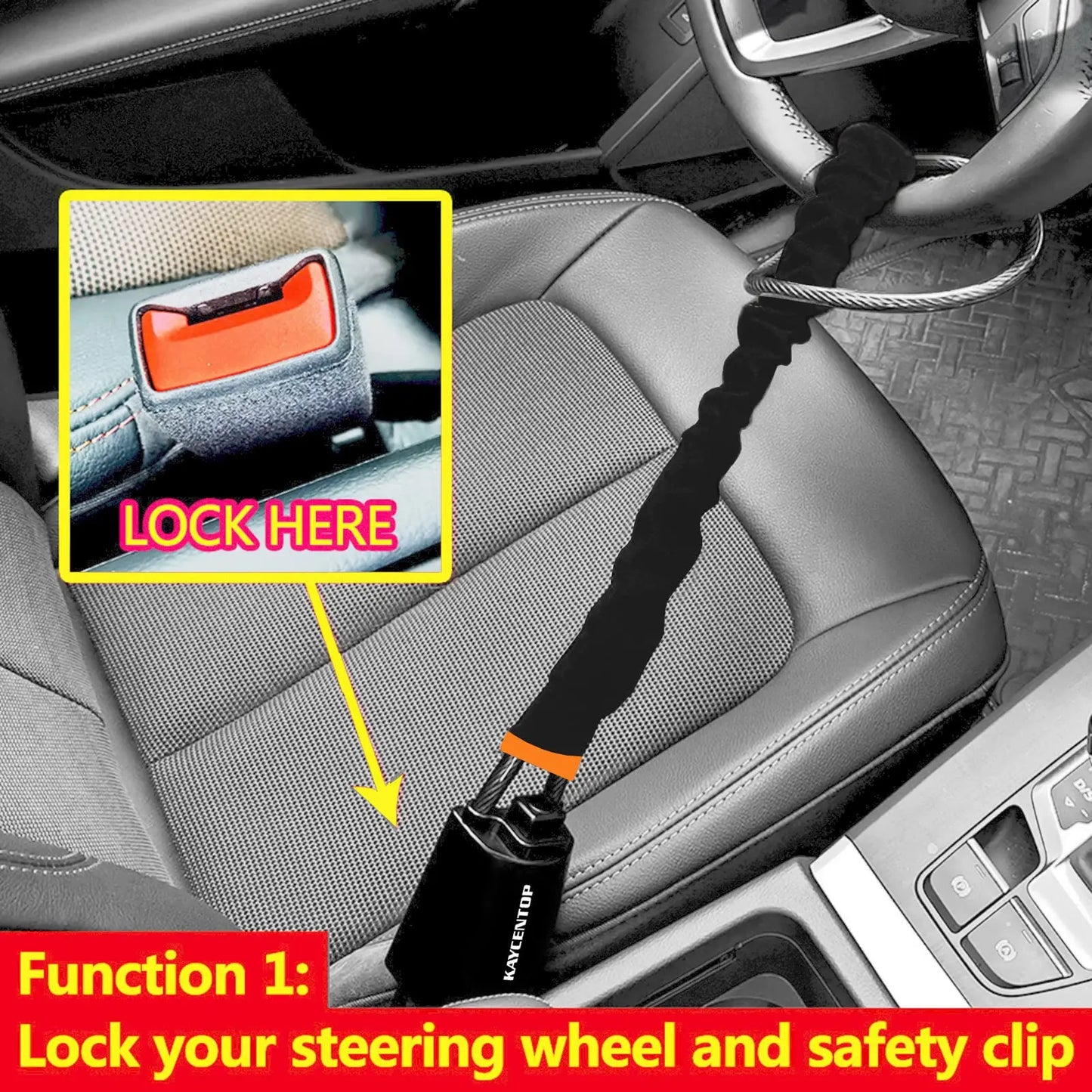 Car Steering Lock – Heavy Duty Anti-Theft Security with 3 Keys