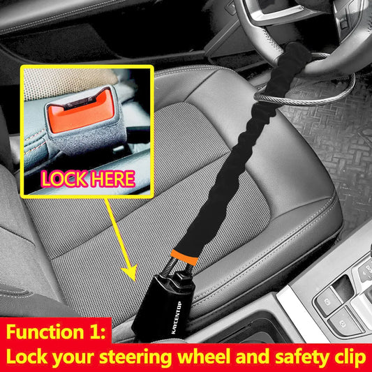 Car Steering Lock – Heavy Duty Anti-Theft Security with 3 Keys