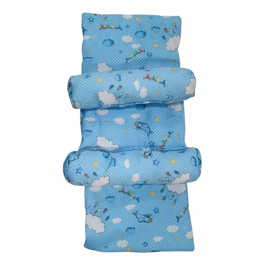 Baby Sleeping Bed Set – Pillow & Side Cushions | Soft Cotton for Newborns