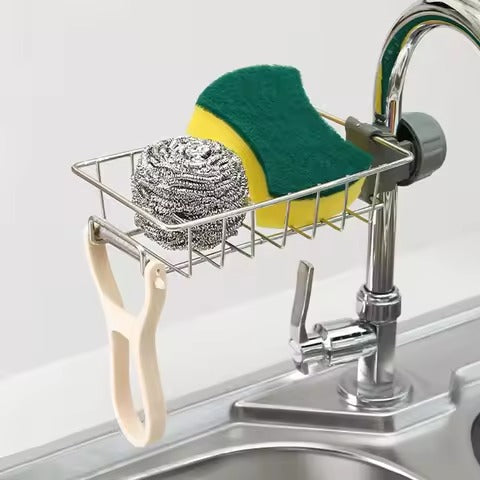 Stainless Steel Adjustable Kitchen Faucet Sponge Holder – Sink Organizer