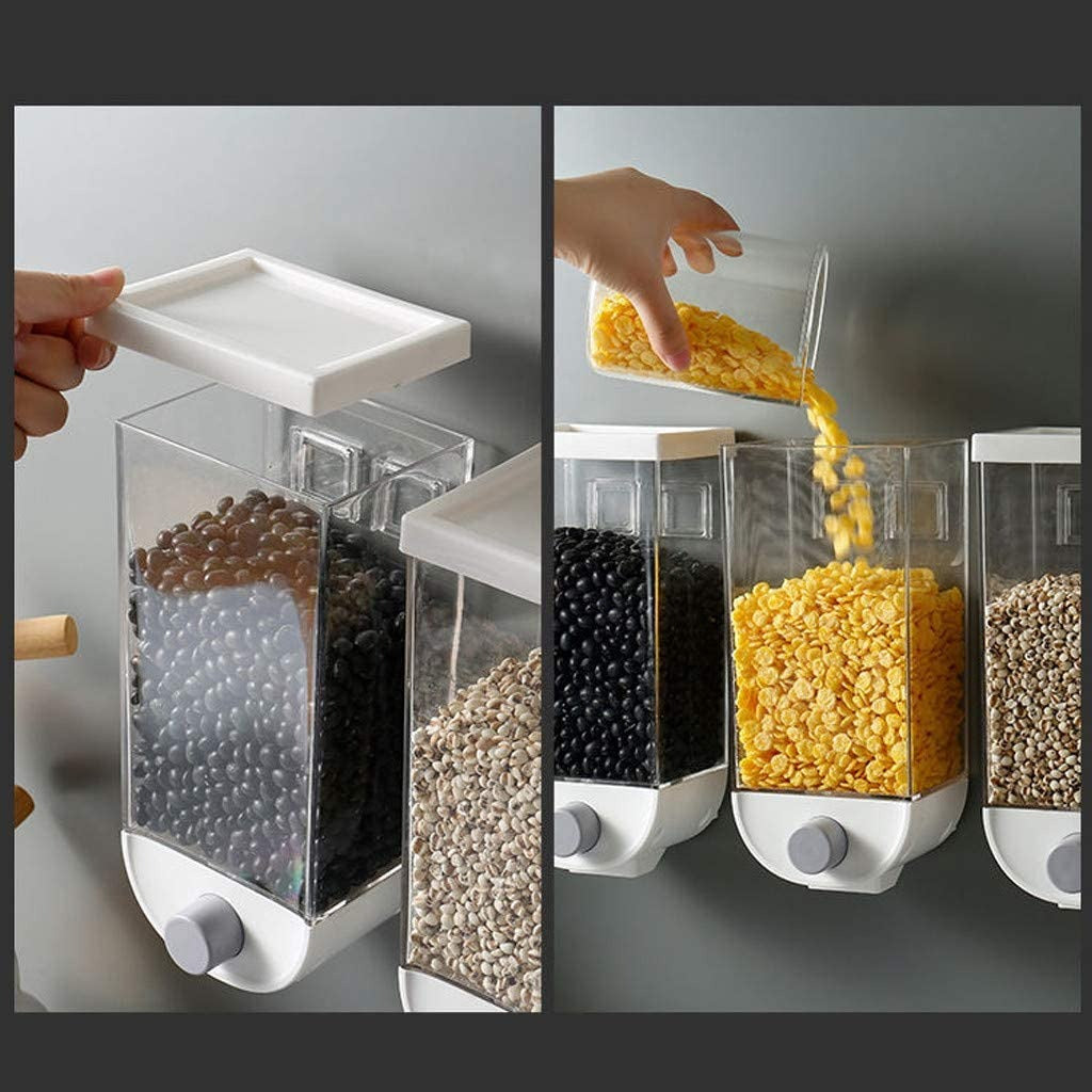 1500ml Wall-Mounted Grain Storage Box – Airtight Cereal, Rice & Dry Fruit Dispenser