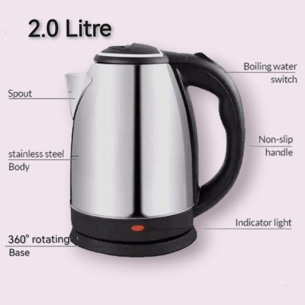 Automatic Electric Kettle 2L – Stainless Steel | LED Display & Temperature Control