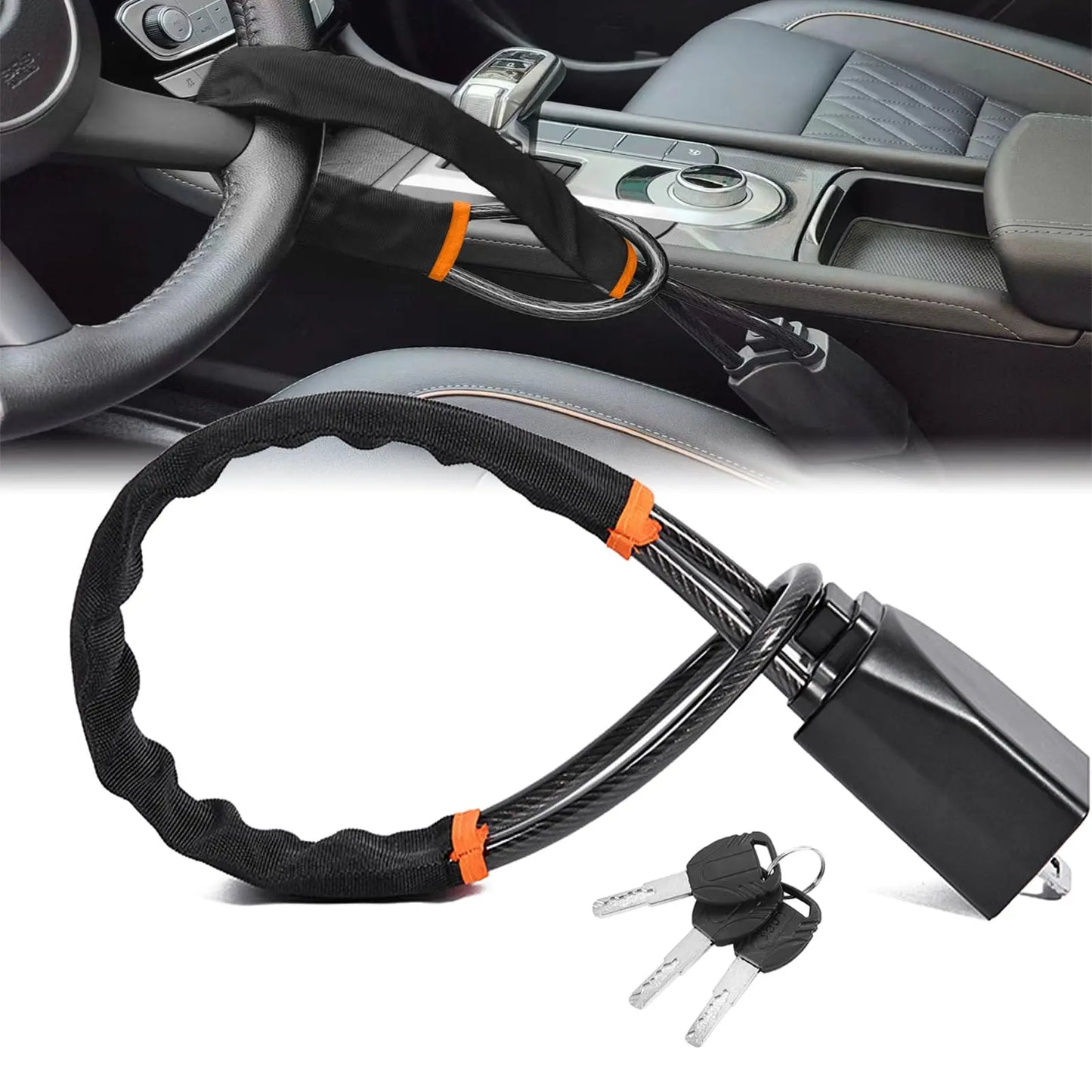Car Steering Lock – Heavy Duty Anti-Theft Security with 3 Keys