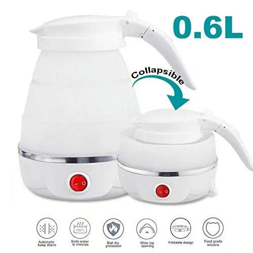 Portable Foldable Electric Travel Kettle – 600ml Silicone Collapsible
