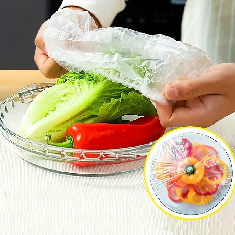 100 Pcs Stretchable Food Covers – Elastic Wrap for Bowls & Plates