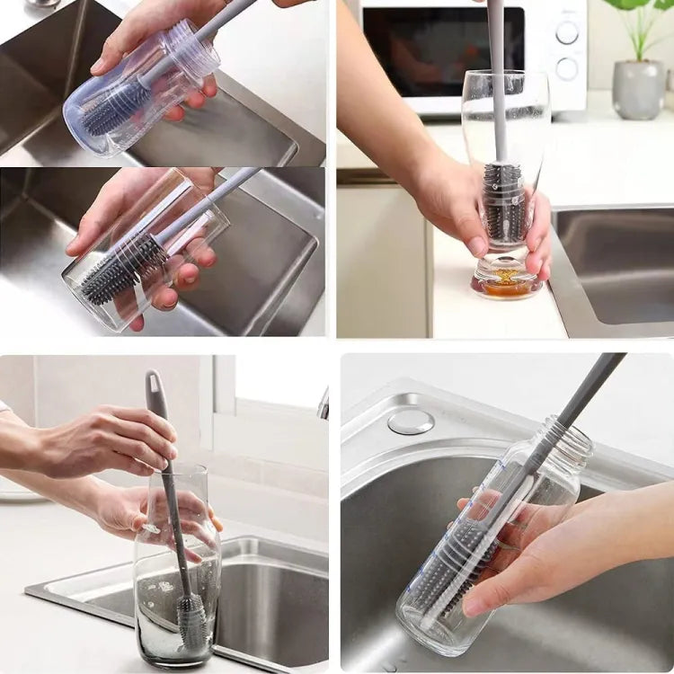 Silicone Bottle Cleaning Brush – Long Handle for Baby Bottles, Cups & Flasks (Random Color)