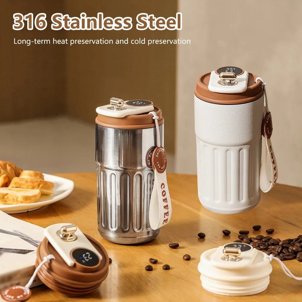 Smart Digital Thermal Bottle – 450ml Stainless Steel Insulated Coffee Mug with Temperature Display