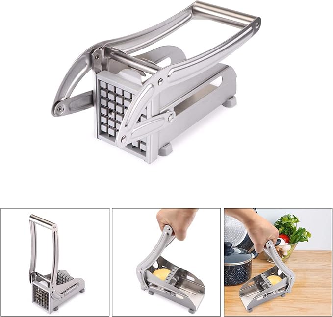 Stainless Steel Potato & Vegetable Cutter – Heavy-Duty Manual Slicer