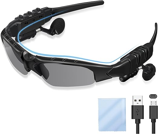 Bluetooth 5.0 Sunglasses with Built-in Earphones – Polarized Smart Shades